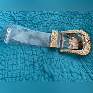 NWOT Transparent PVC Wide Belt with Metal Gold Buckle